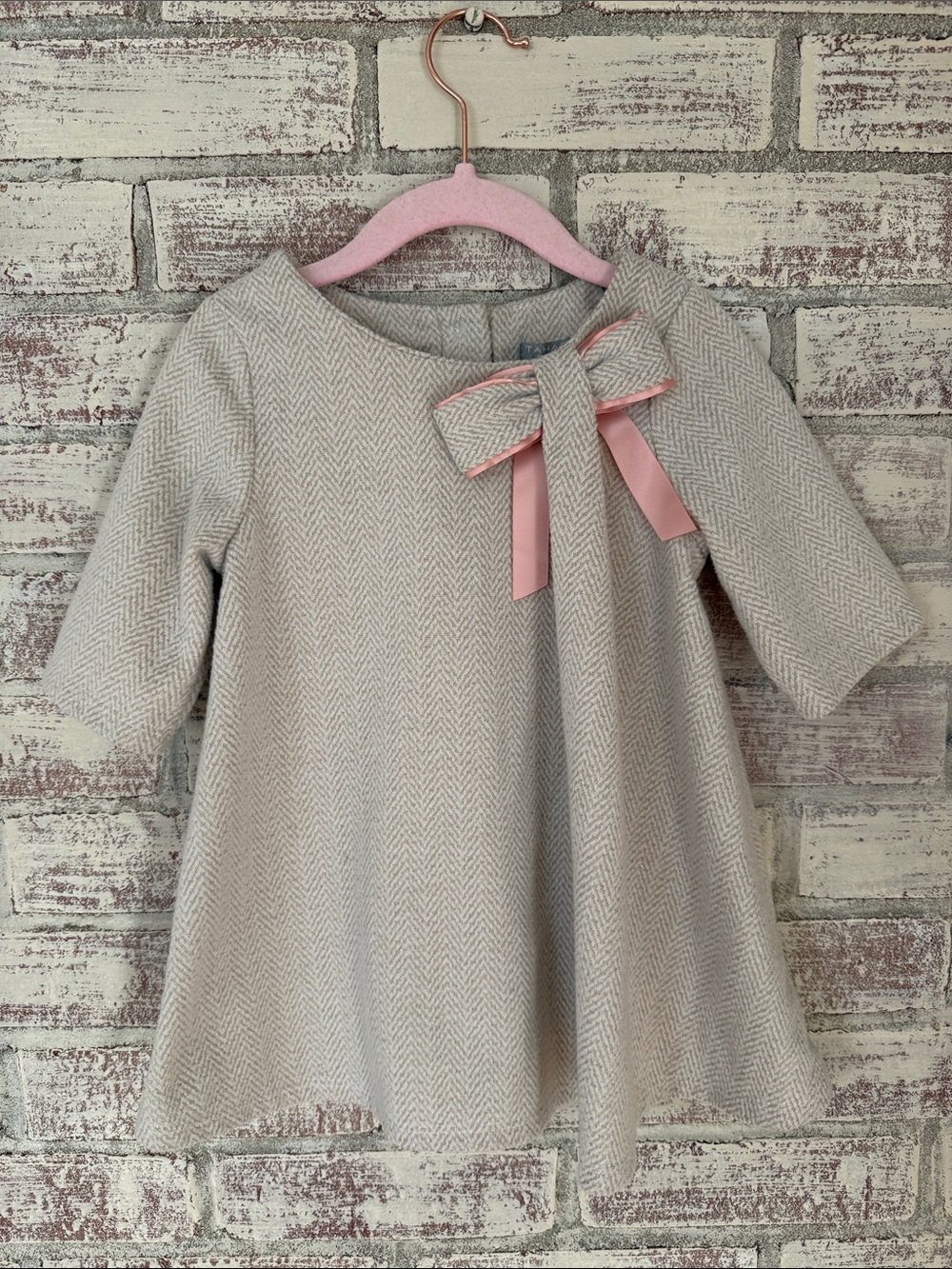 Tahari Baby Herringbone Bow Dress Girls' Size 4T